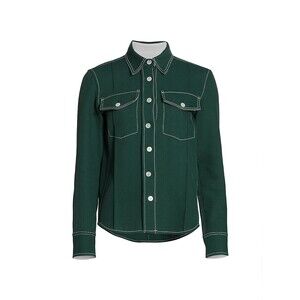 Meryll Rogge Women's Contrast-Stitch Button-up Shirt - Forest - Size 34